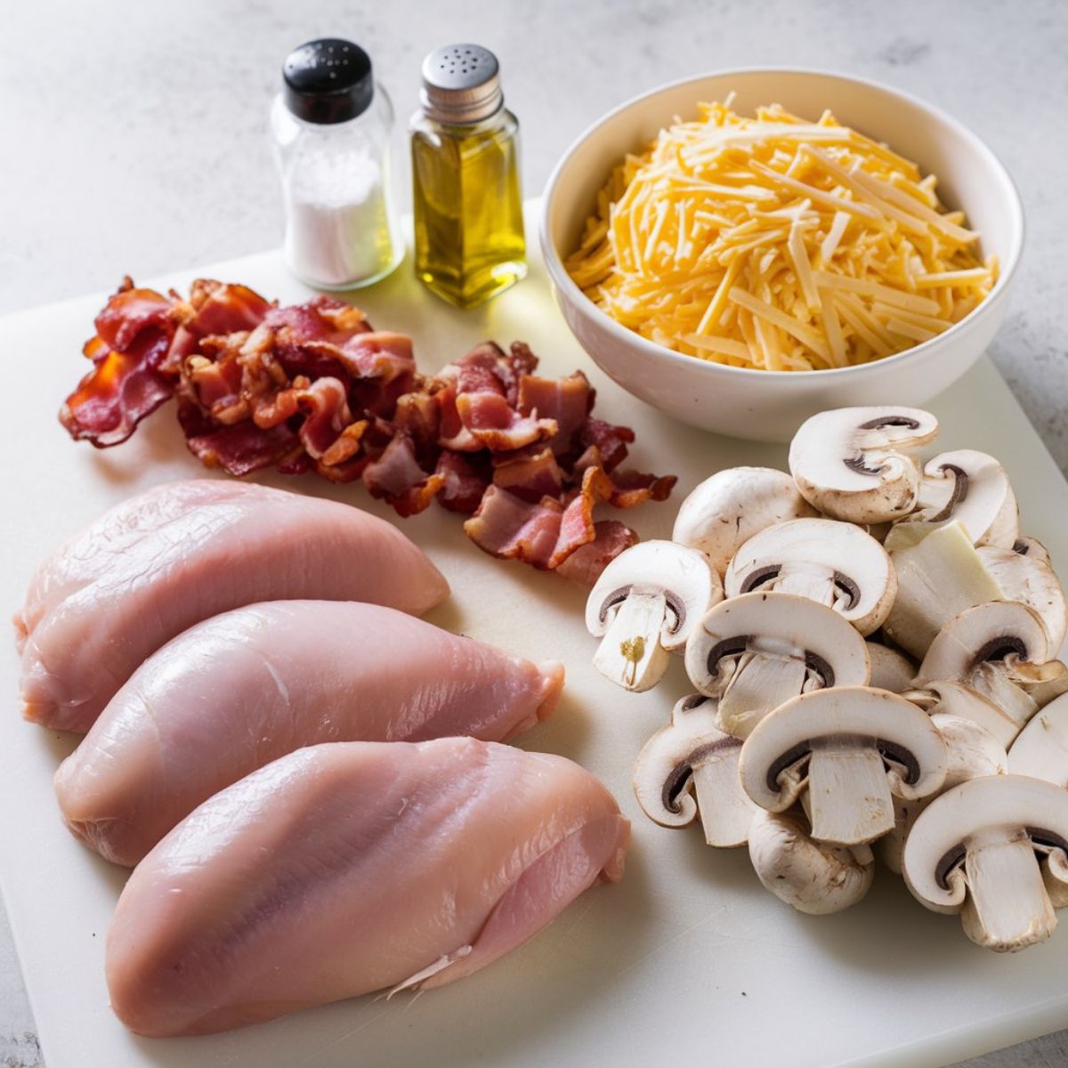 Alice Springs Chicken Recipe Ingredients on a cutting board