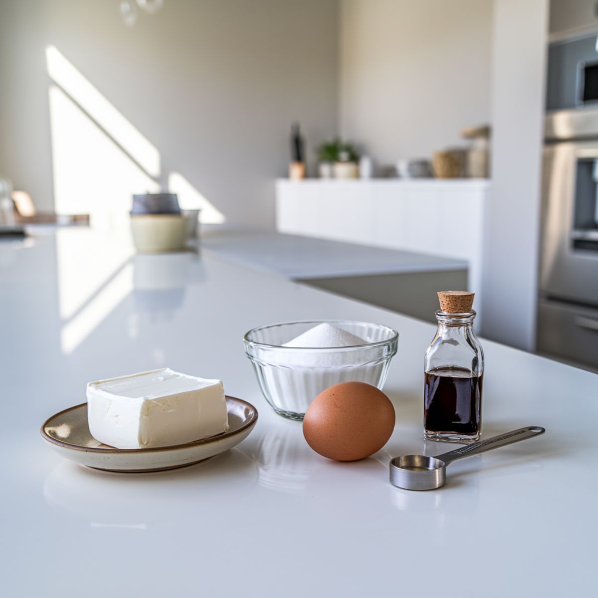 a kitchen counter with Cream cheese brownies recipe ingredients on it.