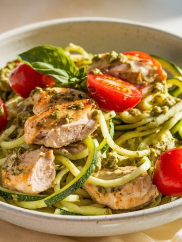 Zucchini Noodles with Pesto and Chicken Recipe