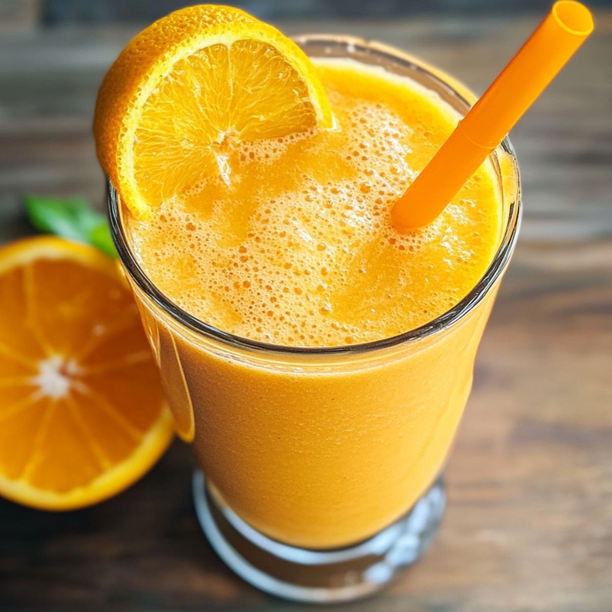 Homemade orange creamsicle smoothie recipe in a simple glass