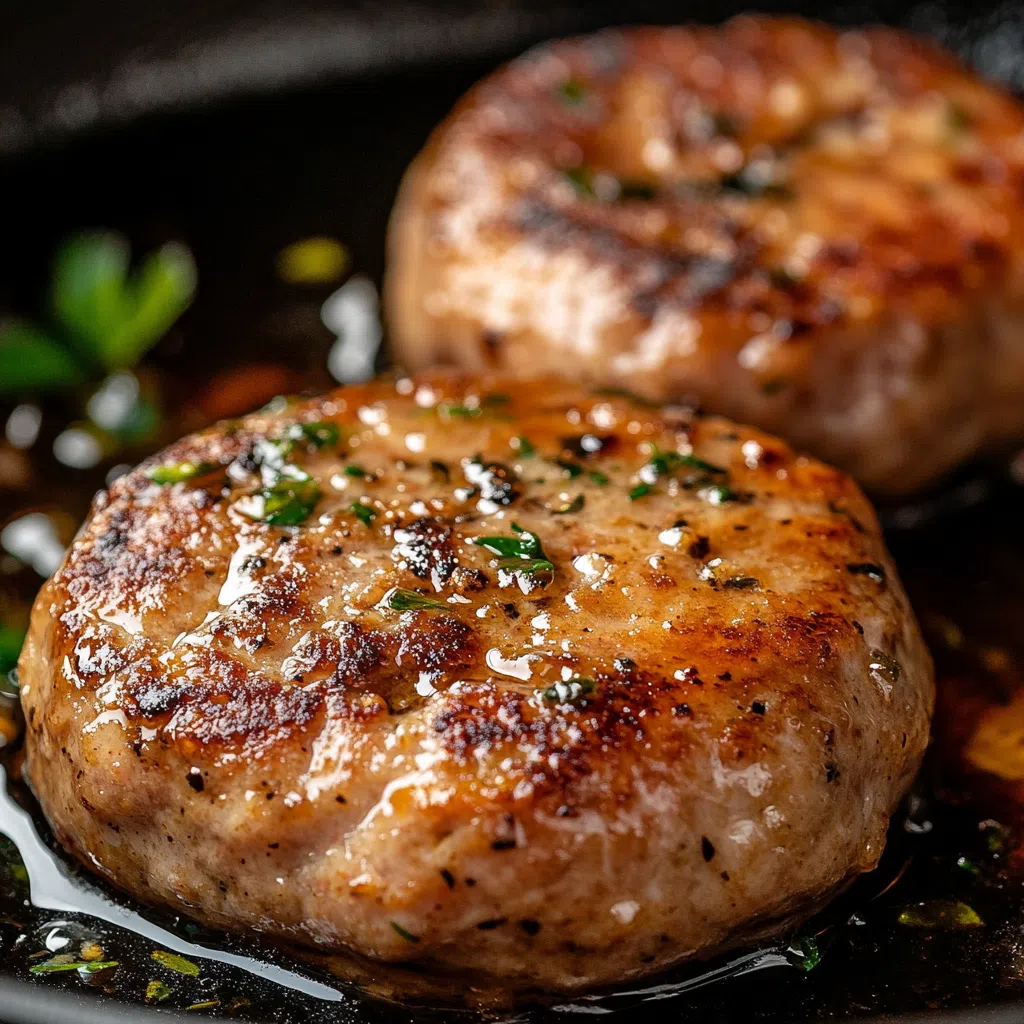 Cooking turkey sausage patties in skillet