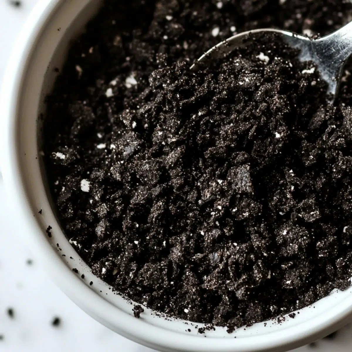 Oreo crumbs mixed with butter