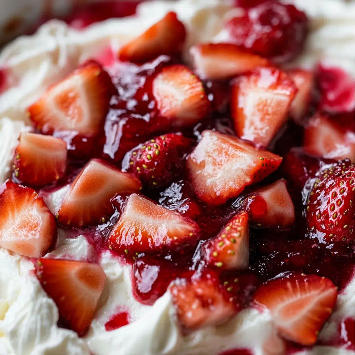 Adding strawberries and whipped cream into the dip mixture