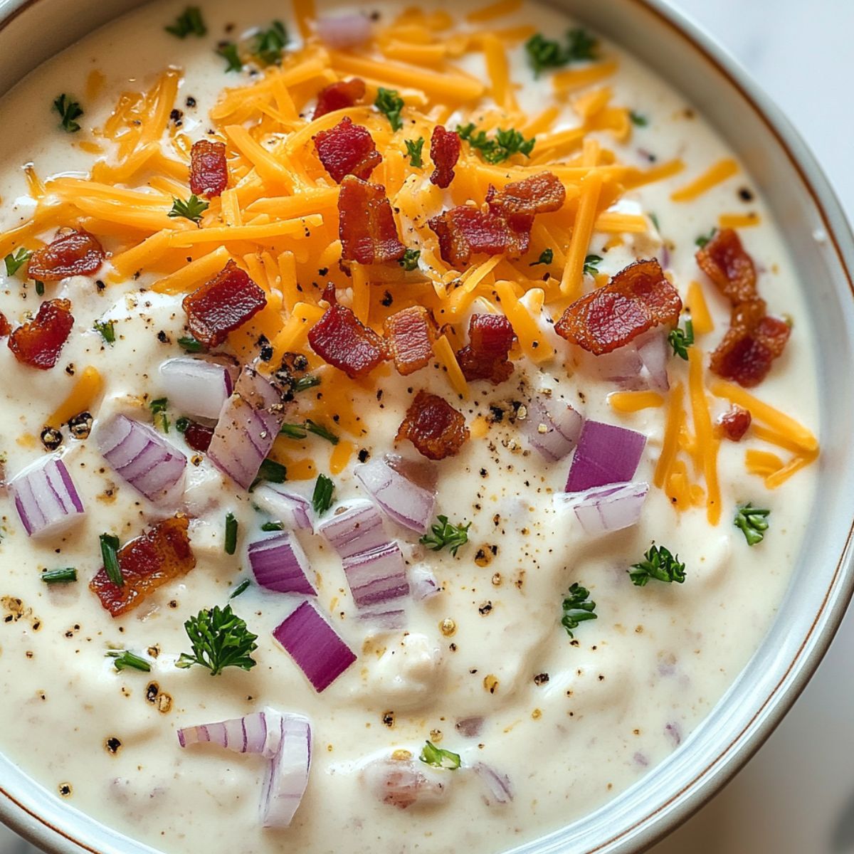 Mixing creamy base for the casserole.