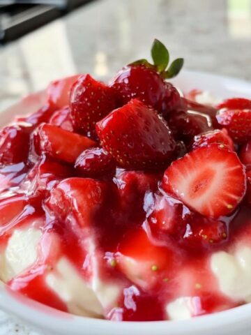 Strawberry Cheesecake Dip served with strawberries.