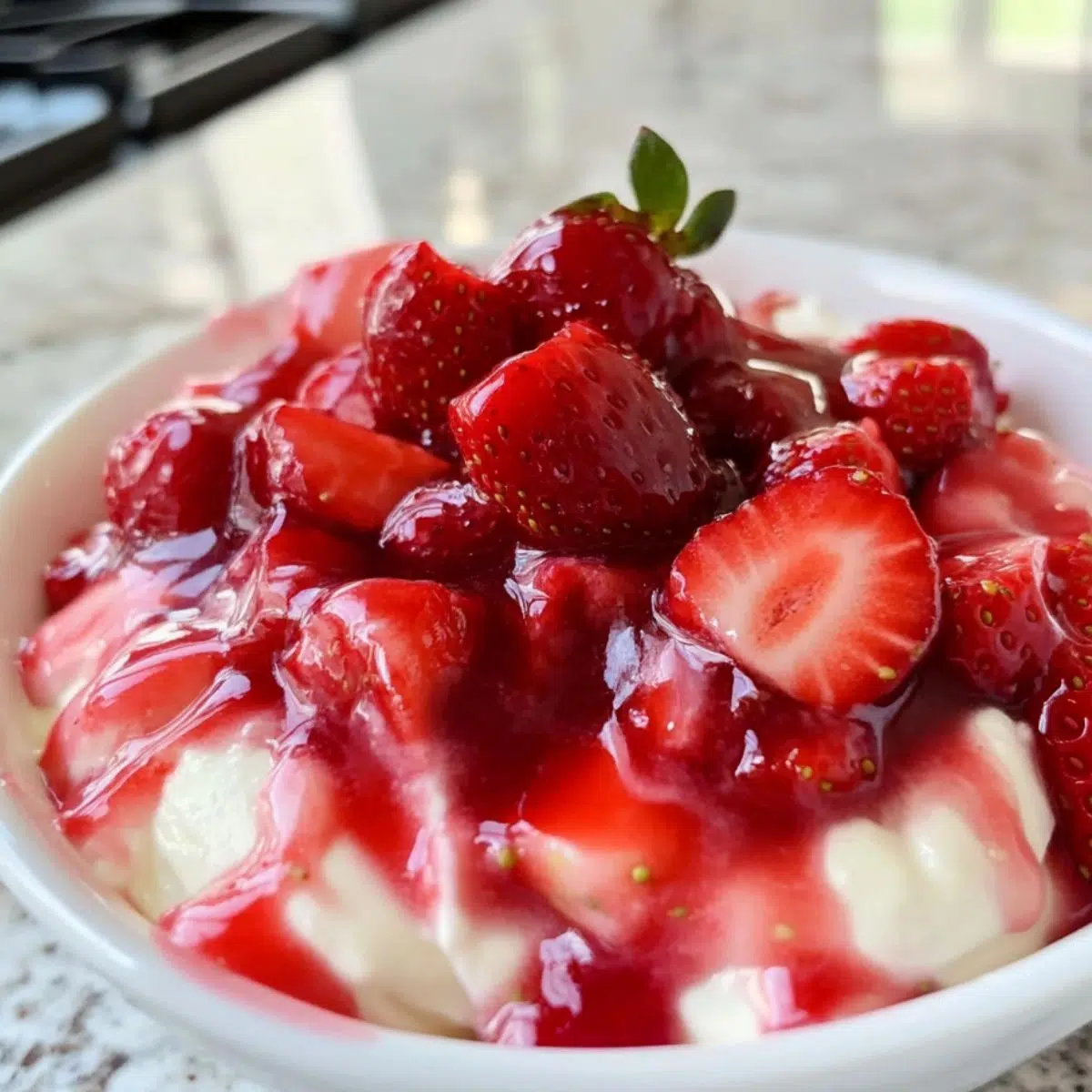 Strawberry Cheesecake Dip served with strawberries.