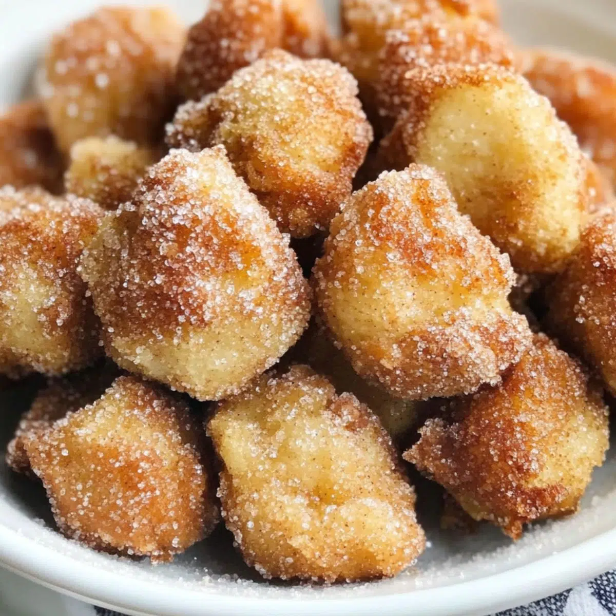 Homemade Apple Fritter Bites served on a white plate