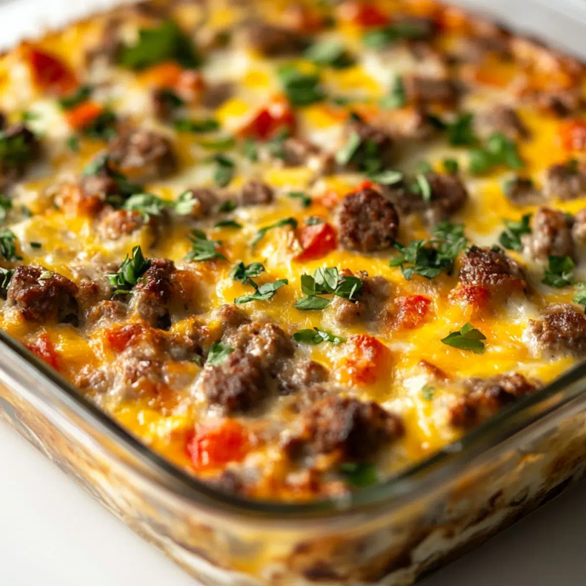  Baked gluten free egg and sausage casserole cooling on the counter