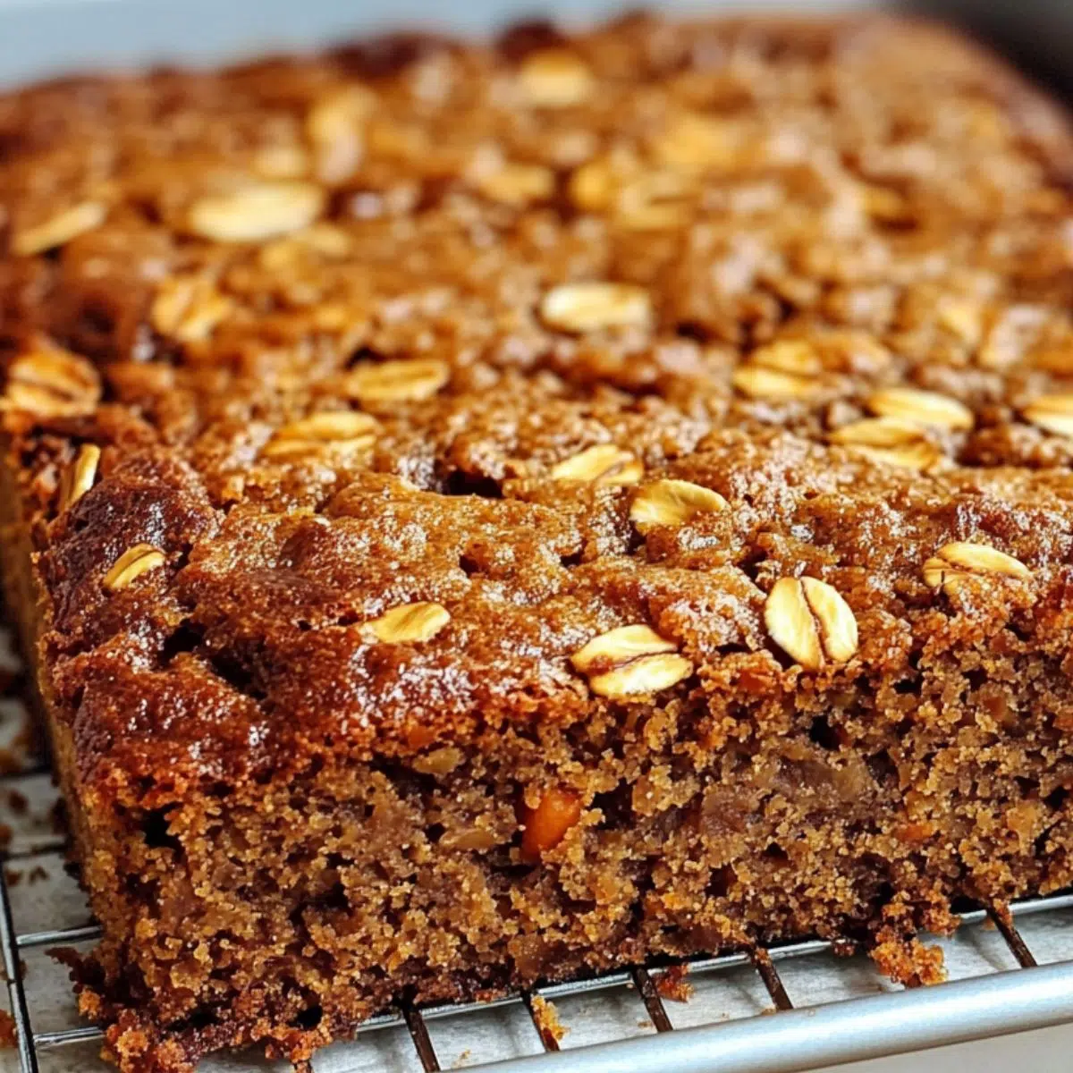 Oatmeal carrot cake cooling on a wire rack