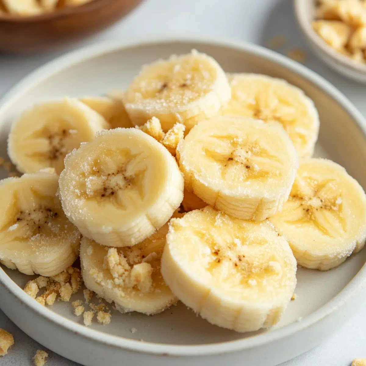Prepped banana chunks and crushed wafers 