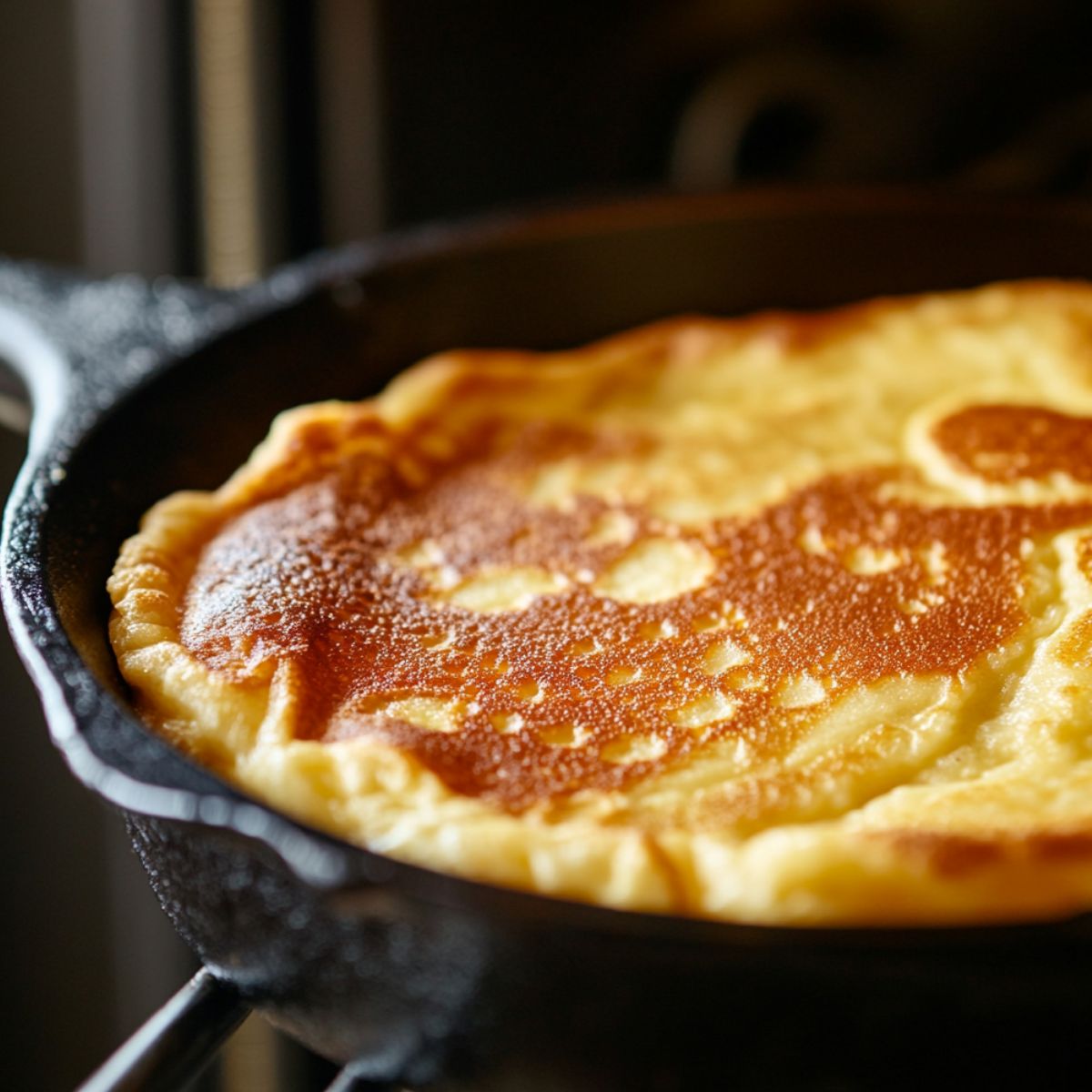 Gluten free German pancake baking in the oven, puffing up around the edges.