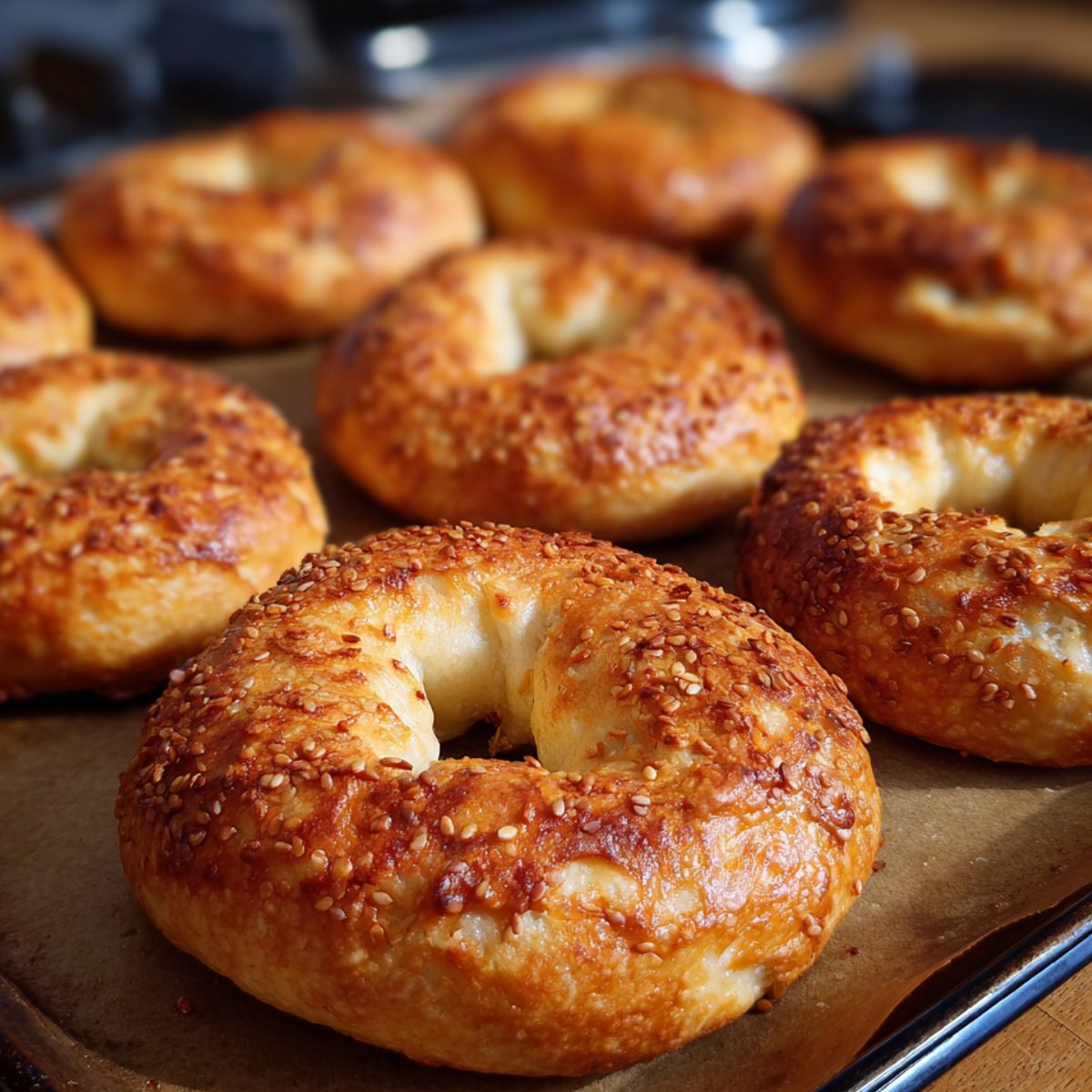 Homemade 3 ingredient Greek yogurt bagels fresh out of the oven