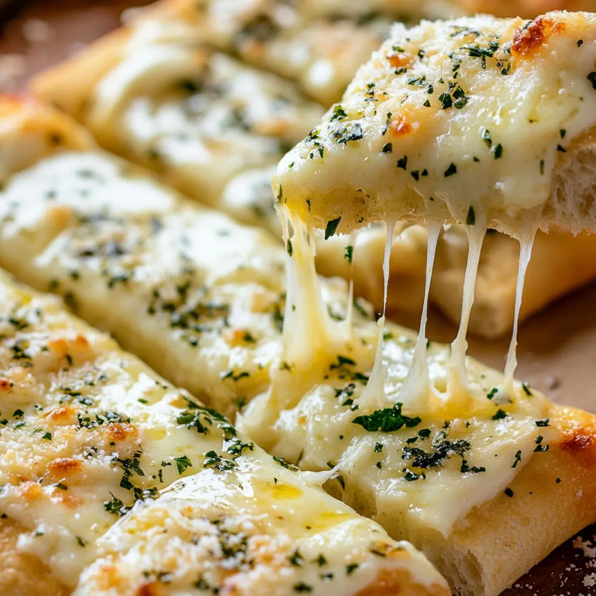 Homemade keto cheesy breadsticks with crispy edges and gooey cheese on top