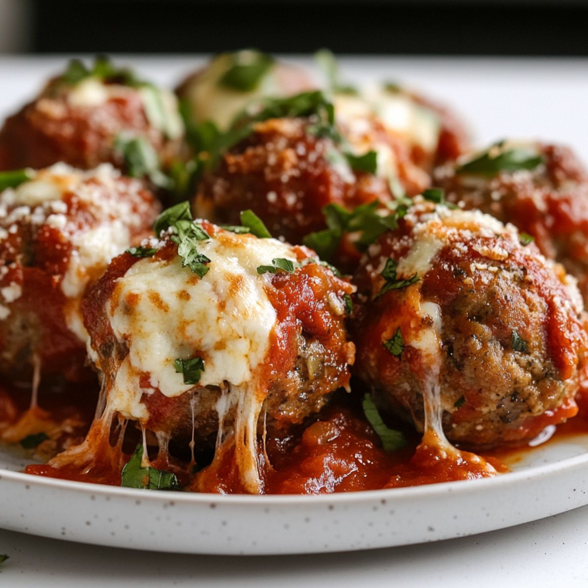  Stuffed Meatballs with Mozzarella Cheese served with marinara sauce