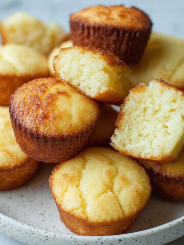 Freshly baked mochi muffins on a kitchen counter
