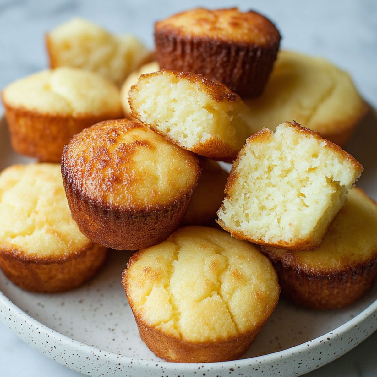  Freshly baked mochi muffins on a kitchen counter