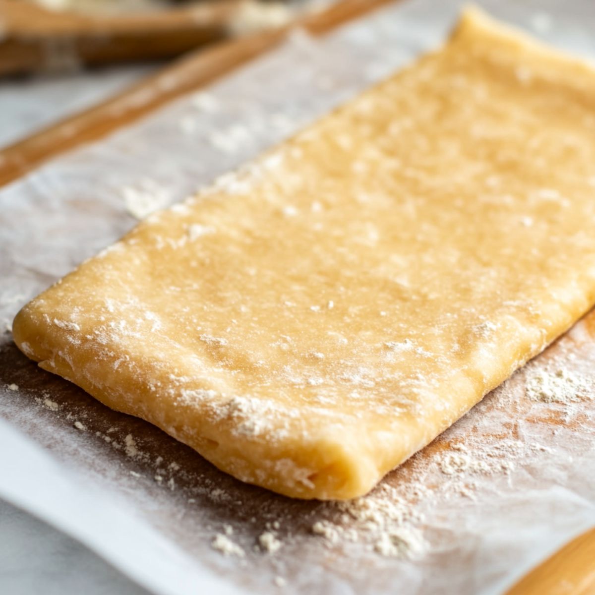 Shaping keto cheesy breadsticks dough into rectangles on parchment paper