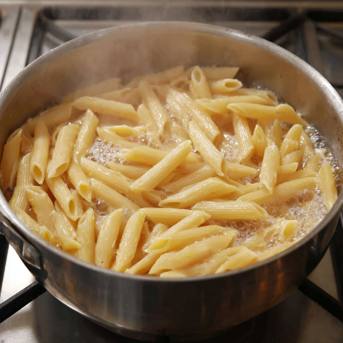 Cook pasta until al dente and reserve some pasta water.