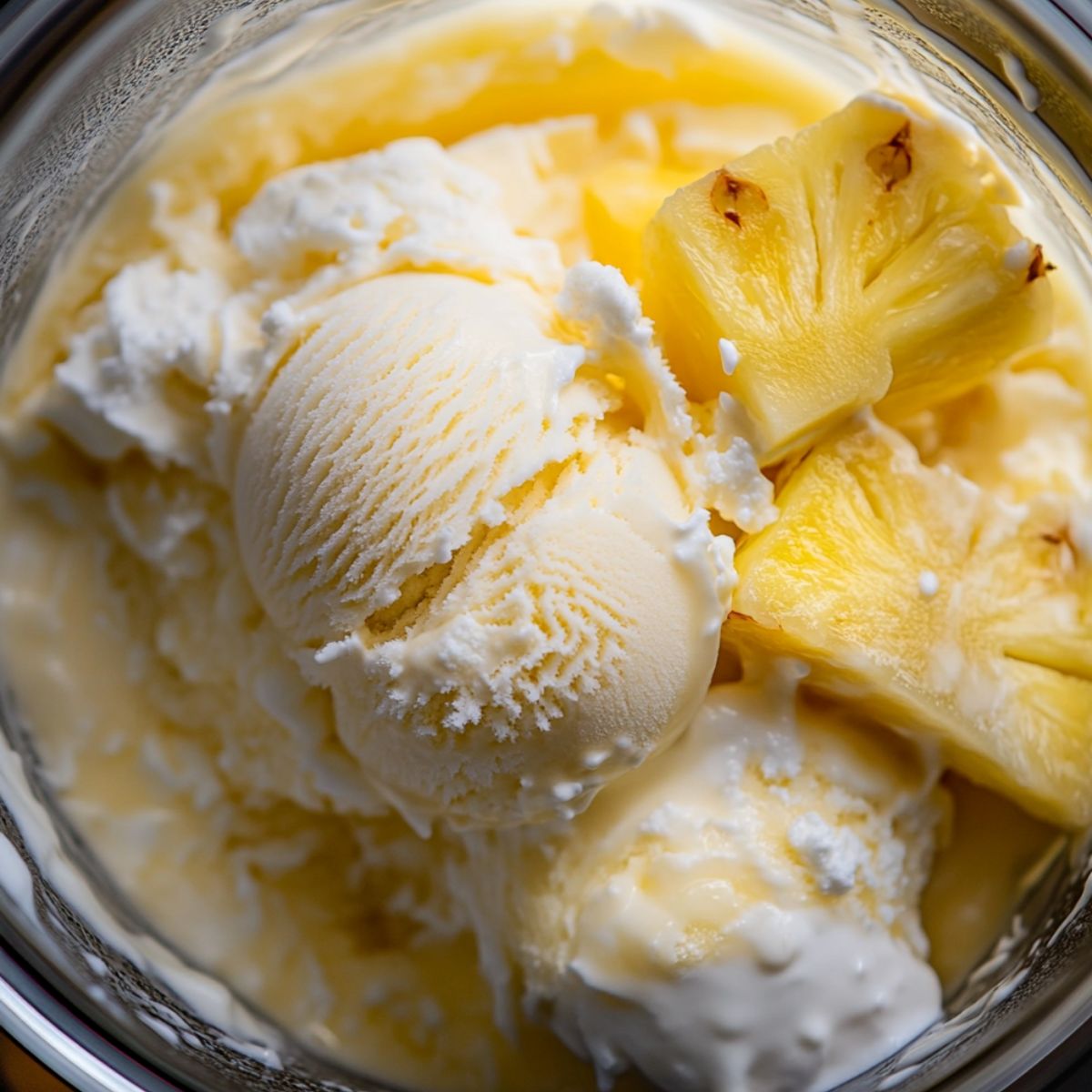  Adding pina colada milkshake ingredients to a blender