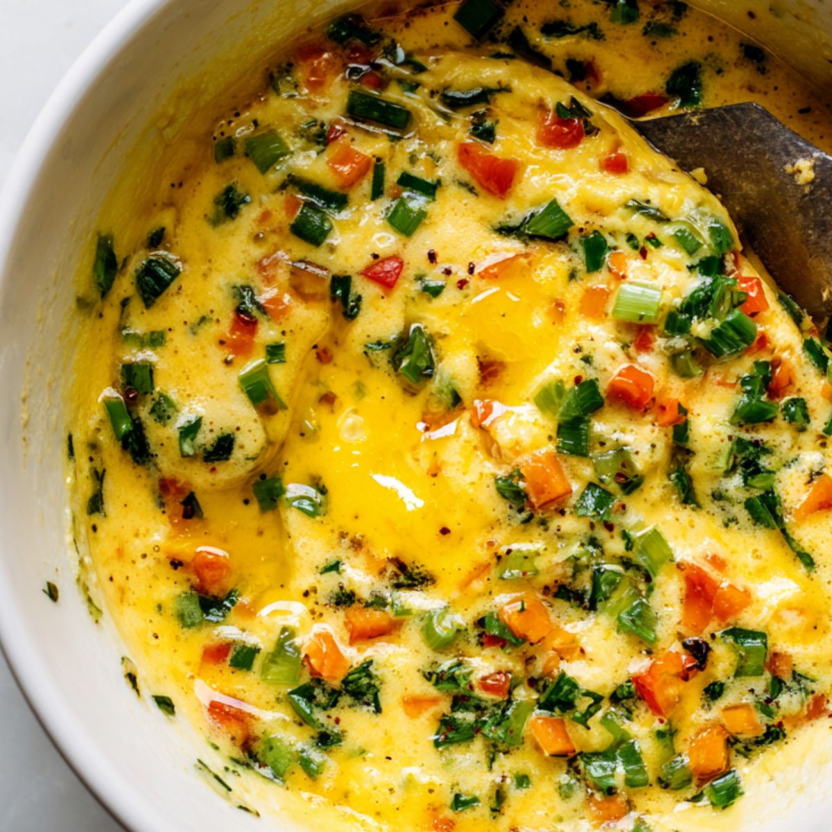 Gently fold in your favorite mix-ins like veggies, herbs, and cheese.