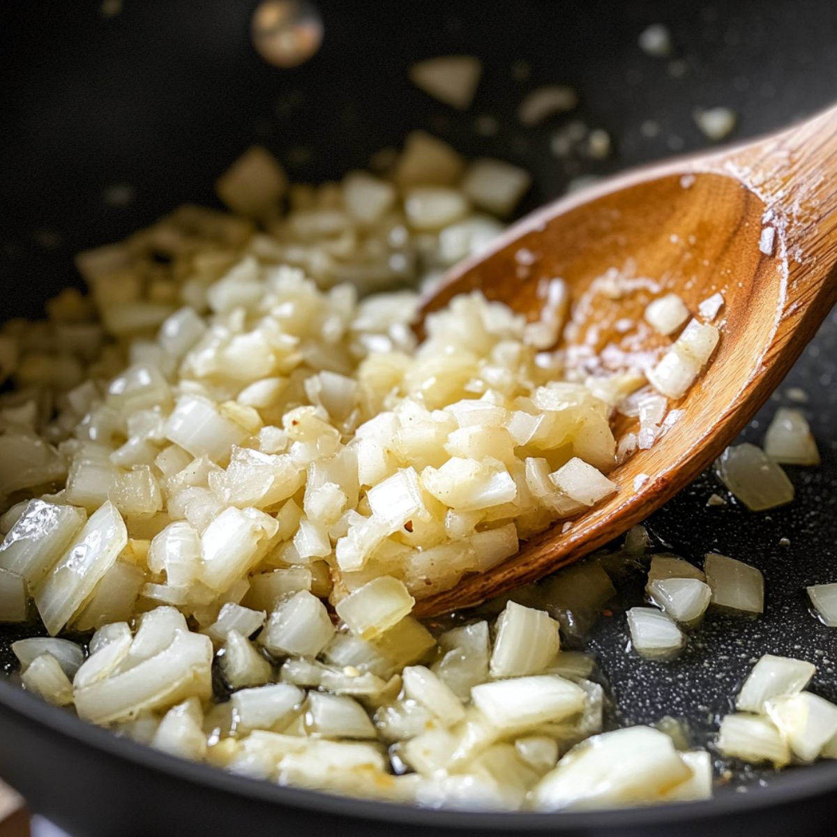 Cooking onions and garlic before adding cream in a skillet