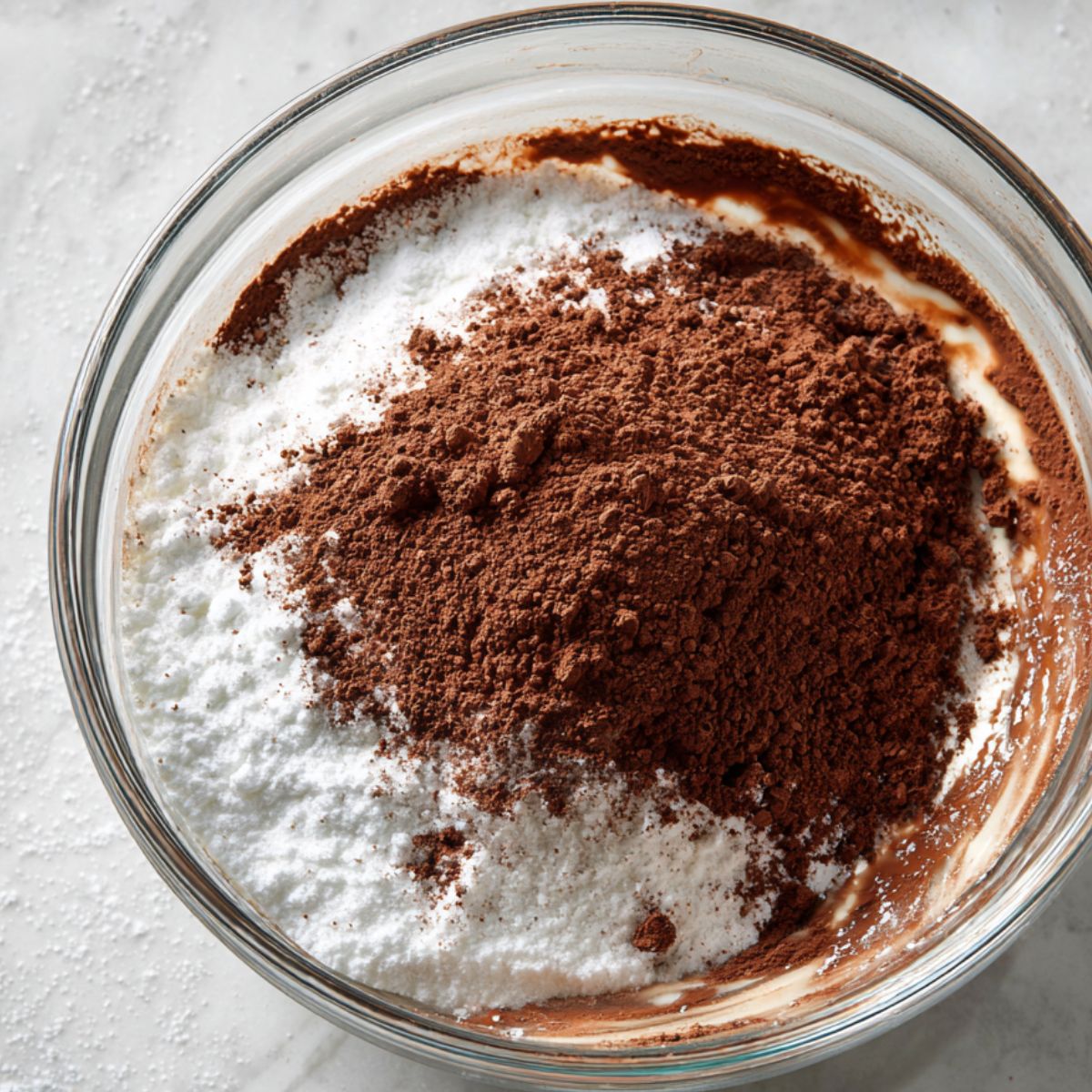 Mixing chocolate base in a bowl with visible cocoa paste forming.