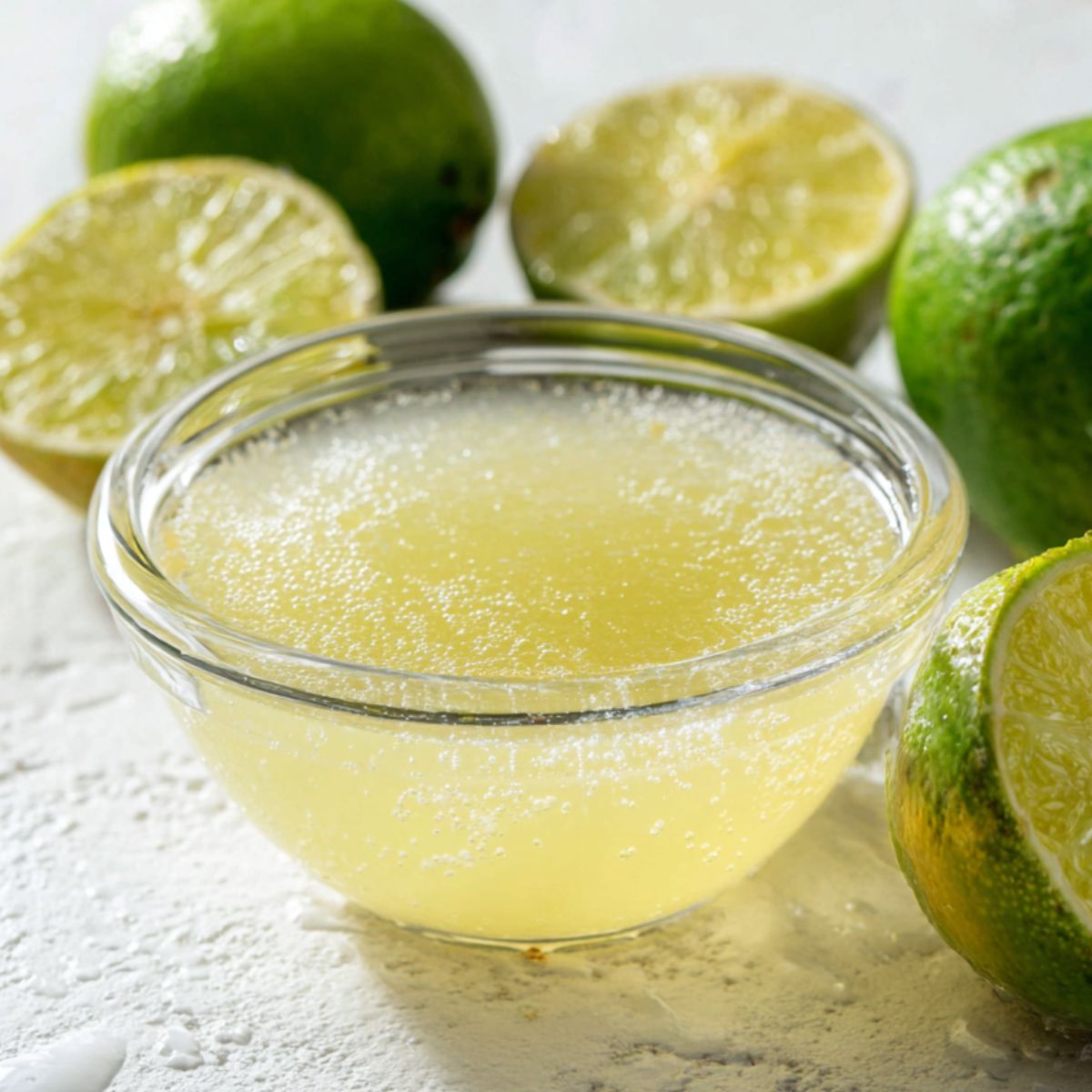 Zesting and juicing limes for homemade limeade on a white counter