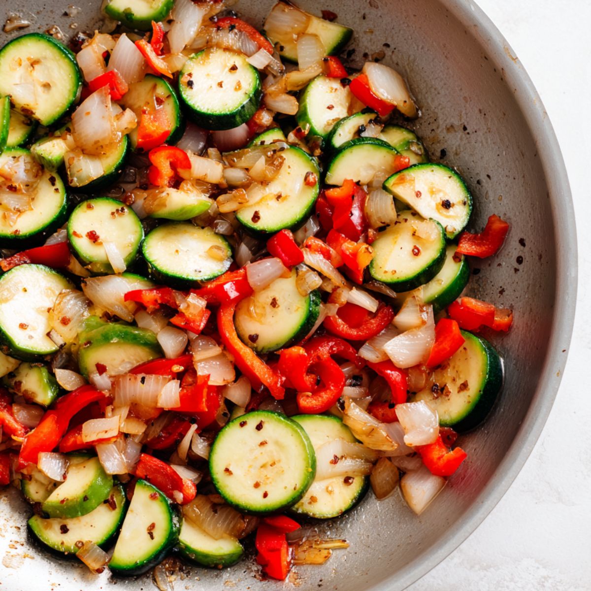 Sauté veggies until tender-crisp in the same skillet.