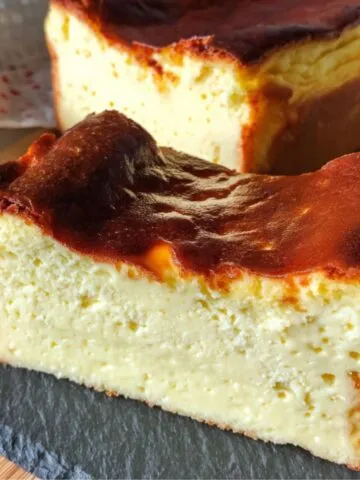 Homemade loaf pan Basque cheesecake