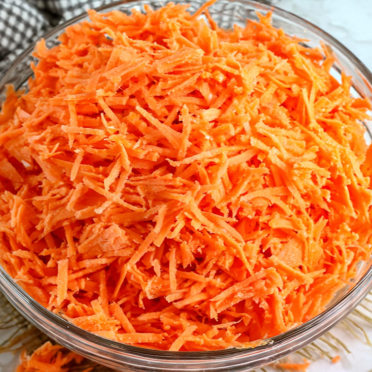 Grated sweet potatoes in a bowl