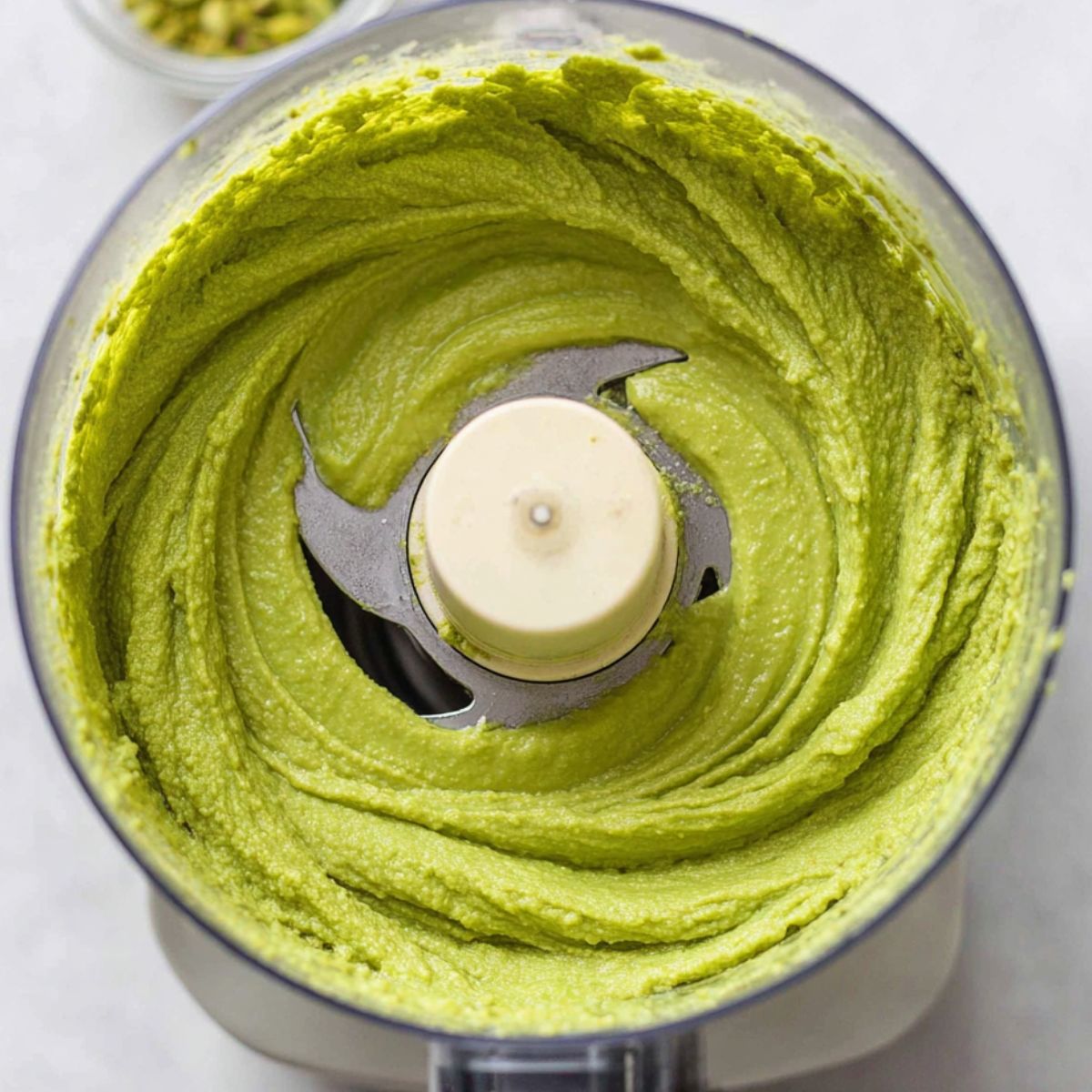 Pistachio mixture blending to smooth consistency