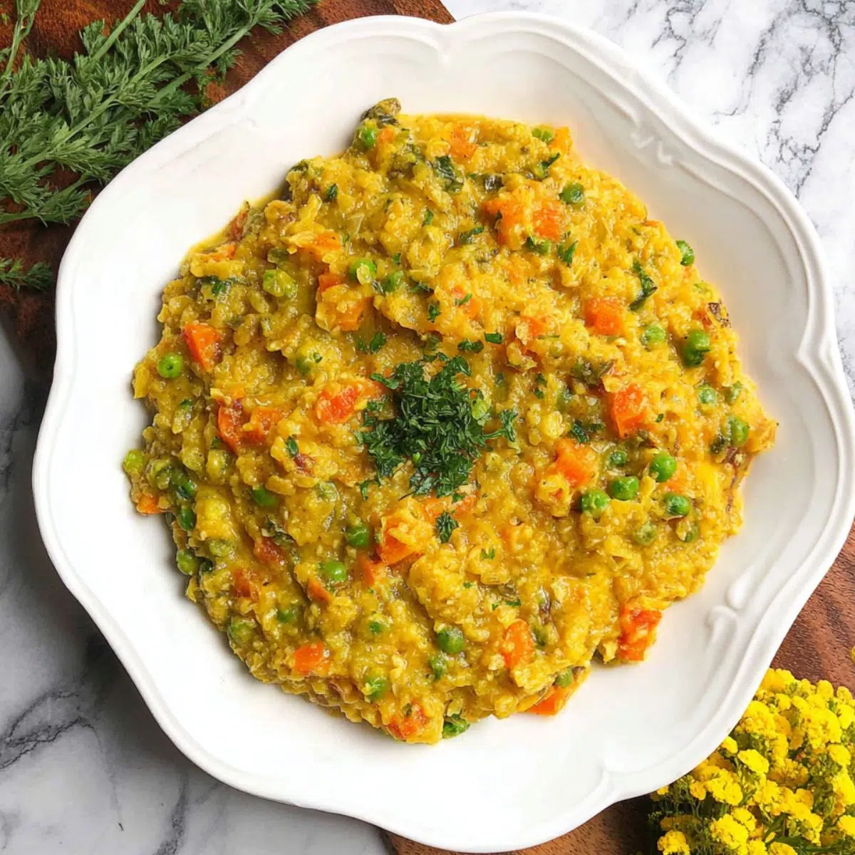 Homemade masala oats recipe indian served on a white kitchen counter