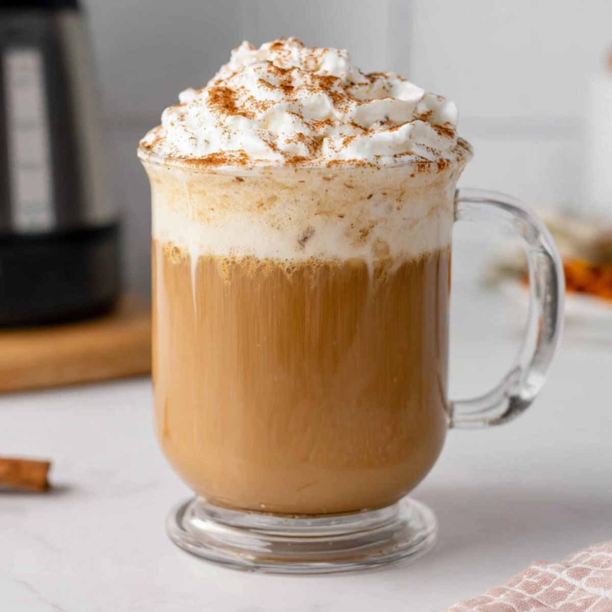 Homemade Cinnamon Dolce Latte Recipe served on a white kitchen counter with natural lighting and cozy imperfections