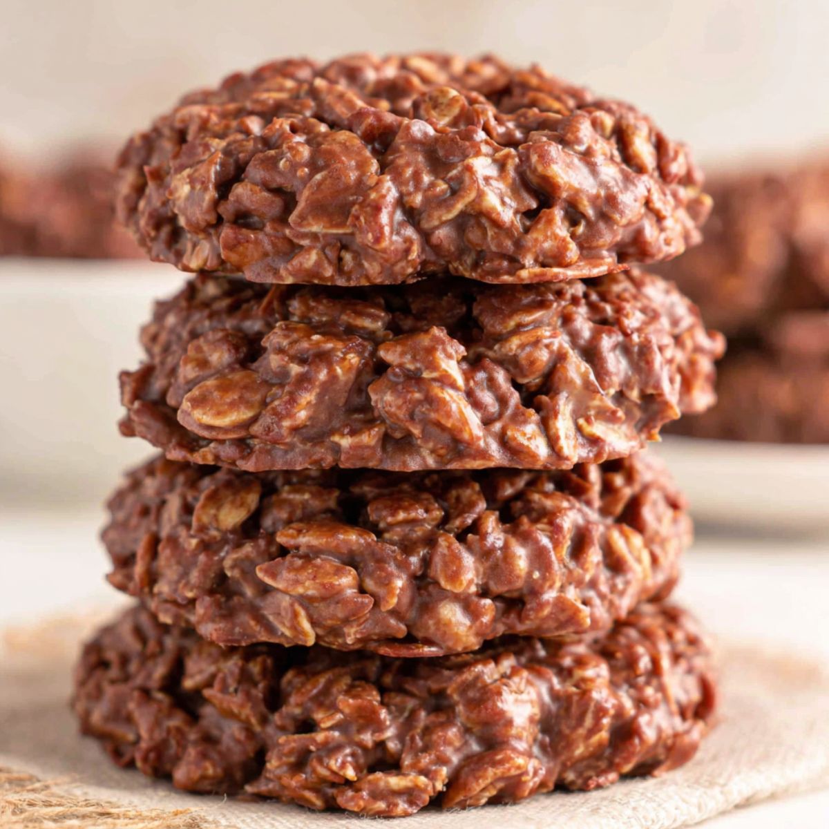 Homemade healthy no bake cookies on a kitchen counter