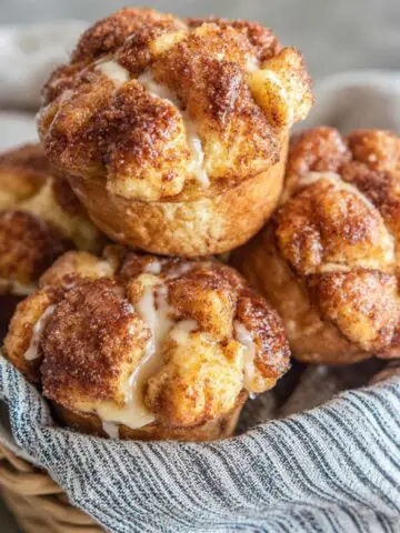 Homemade monkey bread muffins with sticky glaze