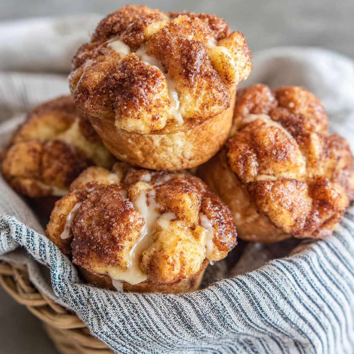 Homemade monkey bread muffins with sticky glaze